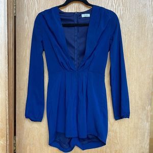 Blue TOBI Deep-V Long Sleeve Romper size S